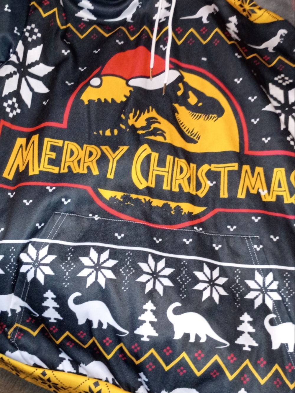 Merry Christmas Dinosaur Graphic Holiday Hoodie